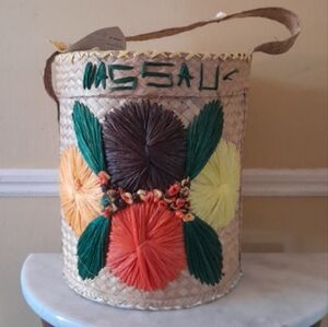 Vintage Straw Grass Island Bahamas Nassau Beach Bohemian Large Boho Bag